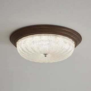 Esorila Lampe Plafonnier en Verre et Noyer Premium