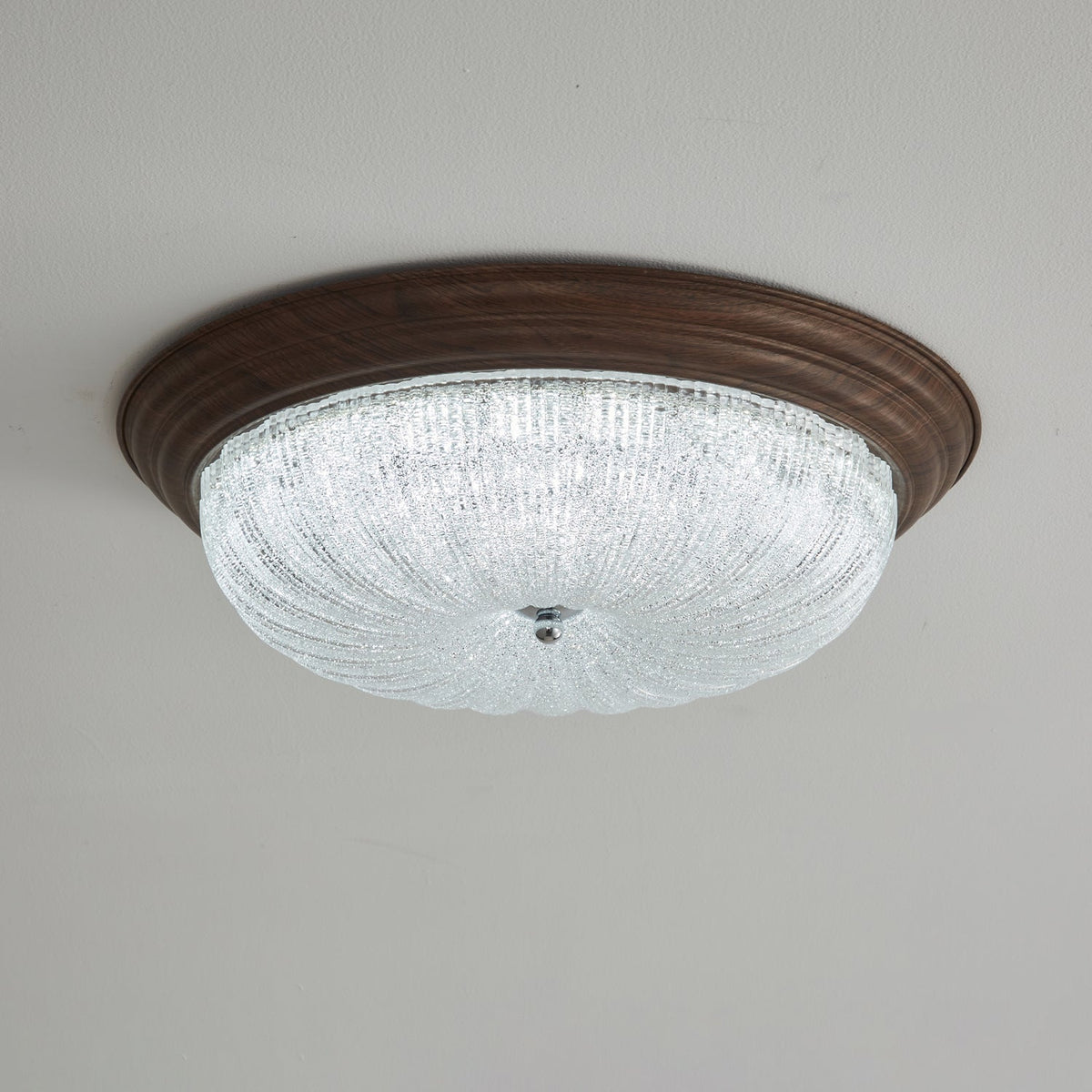 Darenevia Lampe Plafonnier en Verre et Noyer Premium