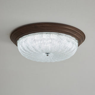 Esorila Lampe Plafonnier en Verre et Noyer Premium