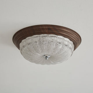 Esorila Lampe Plafonnier en Verre et Noyer Premium