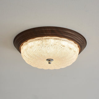 Esorila Lampe Plafonnier en Verre et Noyer Premium