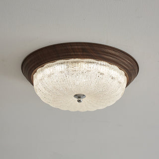 Esorila Lampe Plafonnier en Verre et Noyer Premium