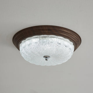Esorila Lampe Plafonnier en Verre et Noyer Premium