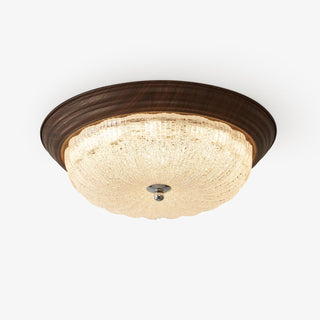 Esorila Lampe Plafonnier en Verre et Noyer Premium