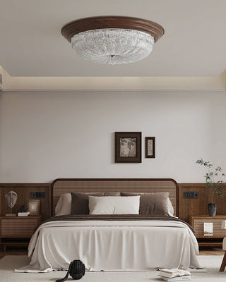 Esorila Lampe Plafonnier en Verre et Noyer Premium