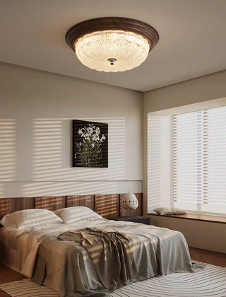 Esorila Lampe Plafonnier en Verre et Noyer Premium