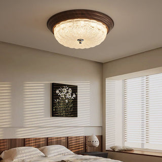 Esorila Lampe Plafonnier en Verre et Noyer Premium