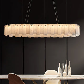 Aero Lustre Rond en Laiton et Albâtre de Luxe Postmoderne