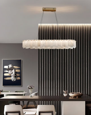 Aero Lustre Rond en Laiton et Albâtre de Luxe Postmoderne