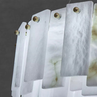 Aero Lustre Rond en Laiton et Albâtre de Luxe Postmoderne