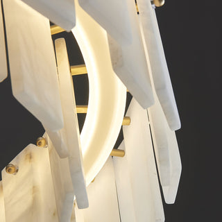 Aero Lustre Rond en Laiton et Albâtre de Luxe Postmoderne