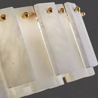 Aero Lustre Rond en Laiton et Albâtre de Luxe Postmoderne