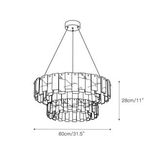 Aero Lustre Rond en Laiton et Albâtre de Luxe Postmoderne