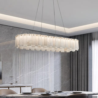 Aero Lustre Rond en Laiton et Albâtre de Luxe Postmoderne
