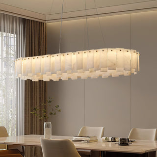 Aero Lustre Rond en Laiton et Albâtre de Luxe Postmoderne