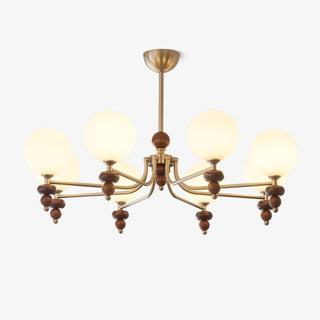 Cemarus Lustre Sphère Bois Noyer Verre Traditionnel