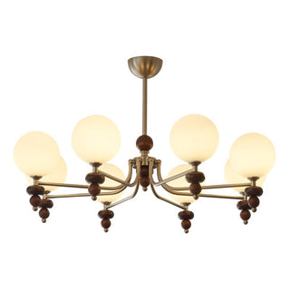Cemarus Lustre Sphère Bois Noyer Verre Traditionnel