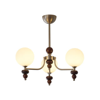Cemarus Lustre Sphère Bois Noyer Verre Traditionnel