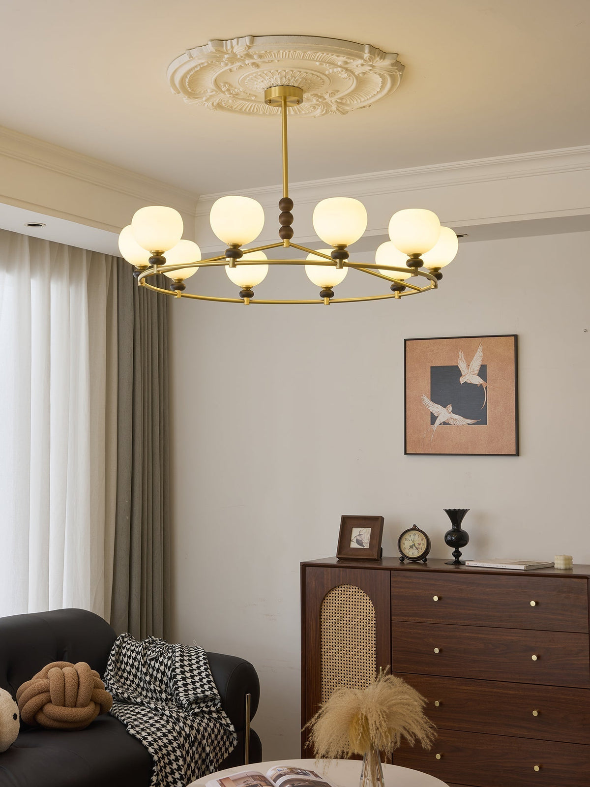 Nydoriel Lustre Haut de Gamme Nordique en Laiton et Bois