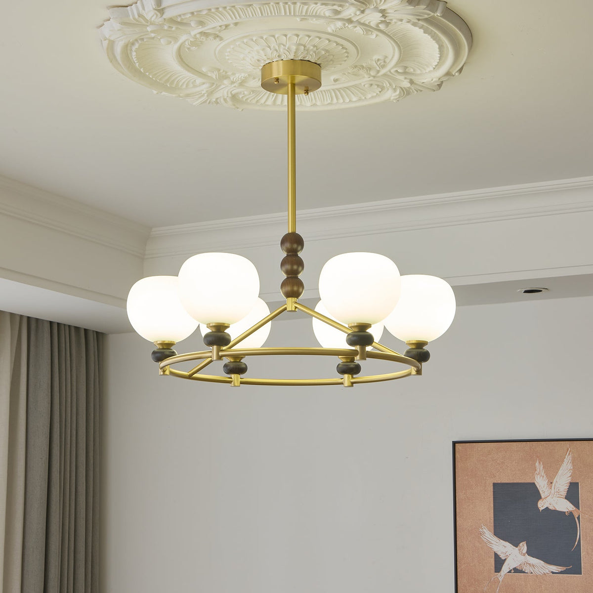 Nydoriel Lustre Haut de Gamme Nordique en Laiton et Bois
