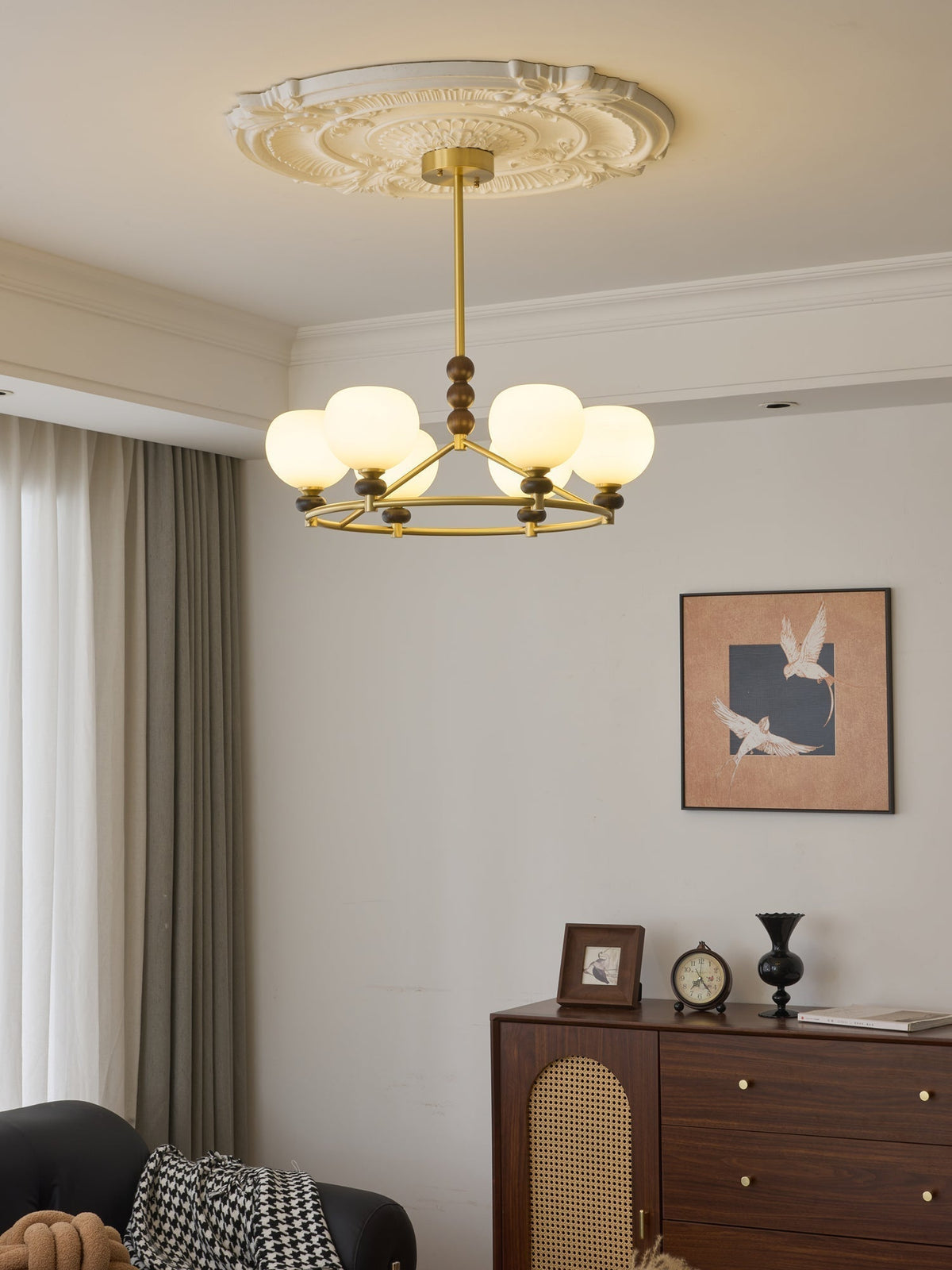 Nydoriel Lustre Haut de Gamme Nordique en Laiton et Bois