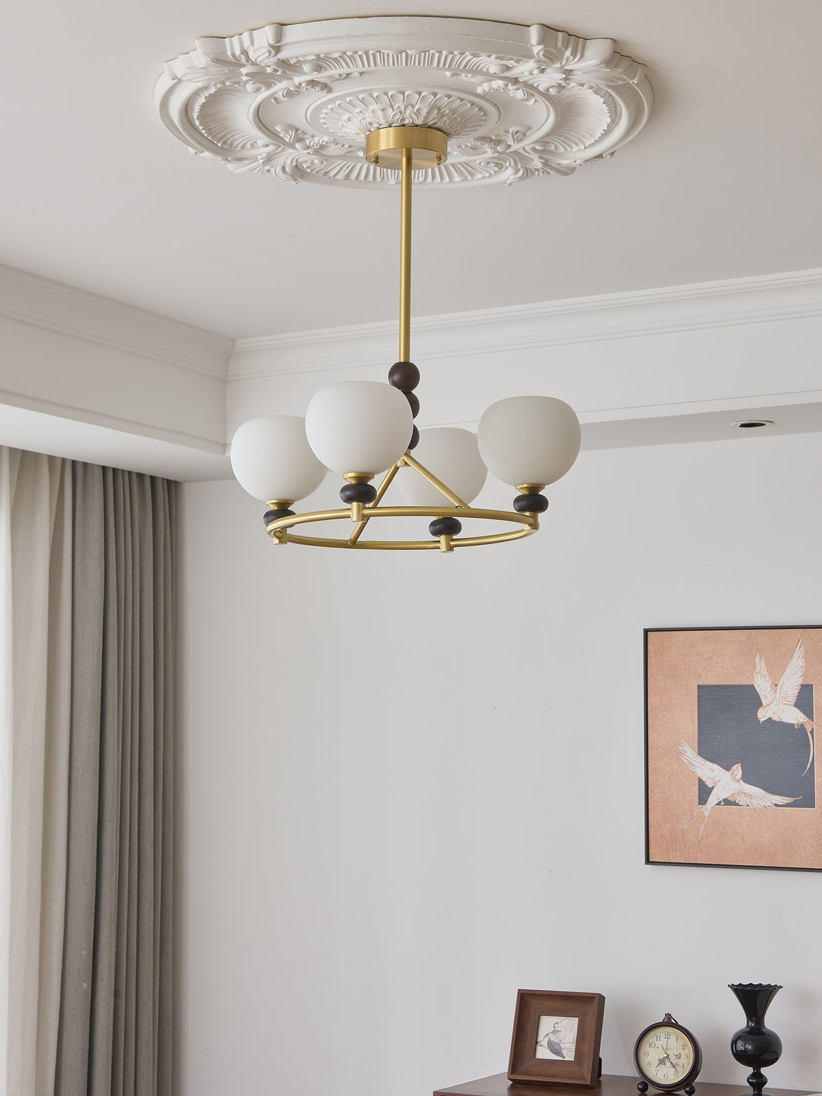 Nydoriel Lustre Haut de Gamme Nordique en Laiton et Bois