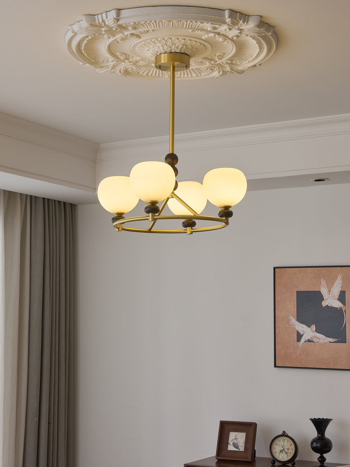 Nydoriel Lustre Haut de Gamme Nordique en Laiton et Bois