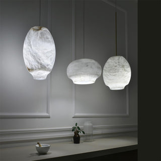 Miroir Suspension en Albâtre et Métal Minimaliste Moderne