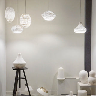 Miroir Suspension en Albâtre et Métal Minimaliste Moderne