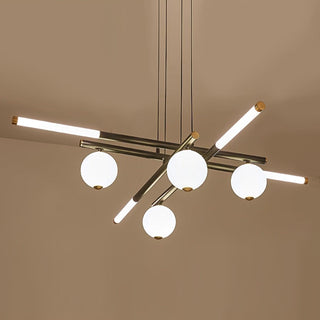 Lustre Rods et Globe Noir Blanc Moderne