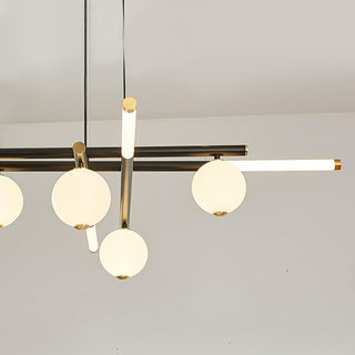 Lustre Rods et Globe Noir Blanc Moderne
