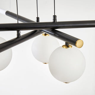 Lustre Rods et Globe Noir Blanc Moderne