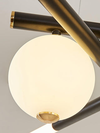Lustre Rods et Globe Noir Blanc Moderne