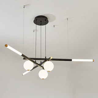 Lustre Rods et Globe Noir Blanc Moderne