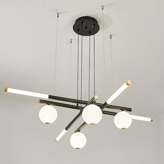 Lustre Rods et Globe Noir Blanc Moderne