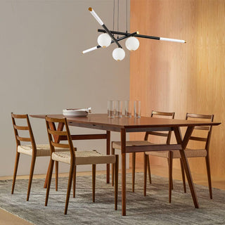 Lustre Rods et Globe Noir Blanc Moderne