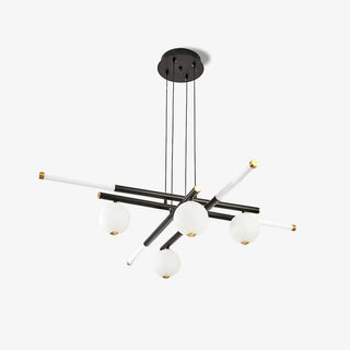 Lustre Rods et Globe Noir Blanc Moderne