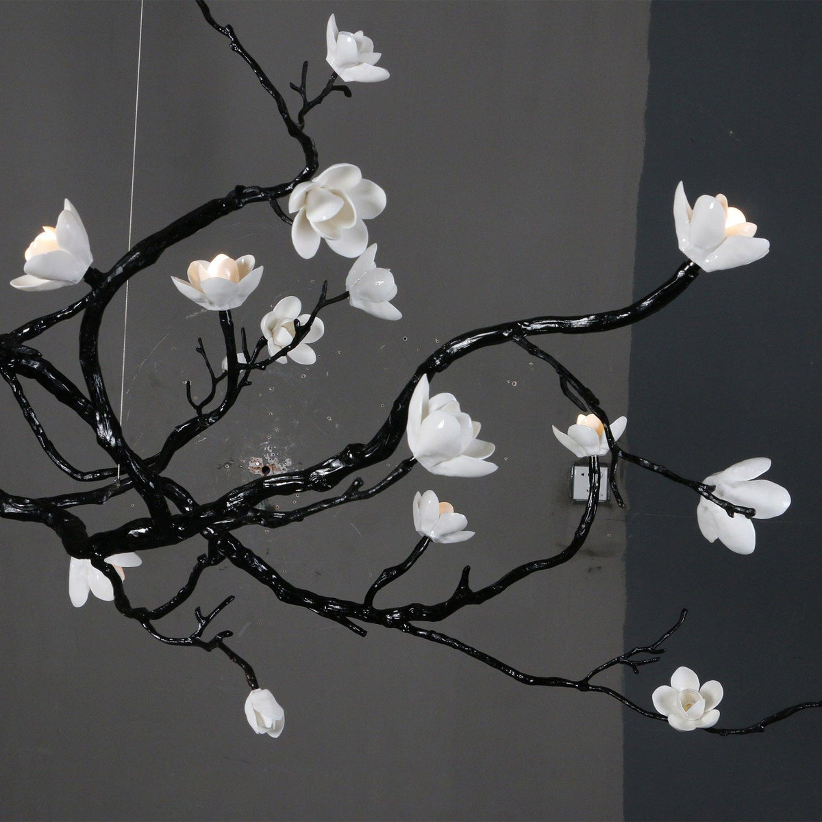 Vivine Lustre en Céramique Fleurs et Branches Noires