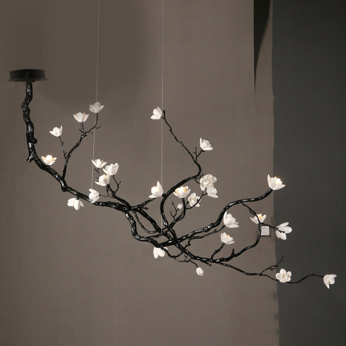 Vivine Lustre en Céramique Fleurs et Branches Noires