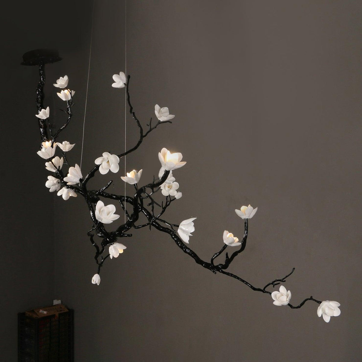 Vivine Lustre en Céramique Fleurs et Branches Noires