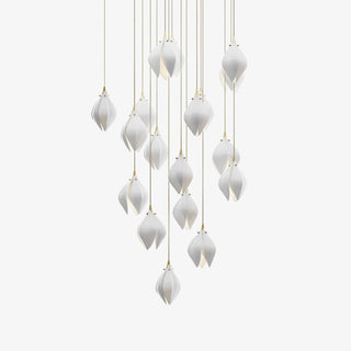 Lustra Suspension Lampe Céramique Florale Blanche