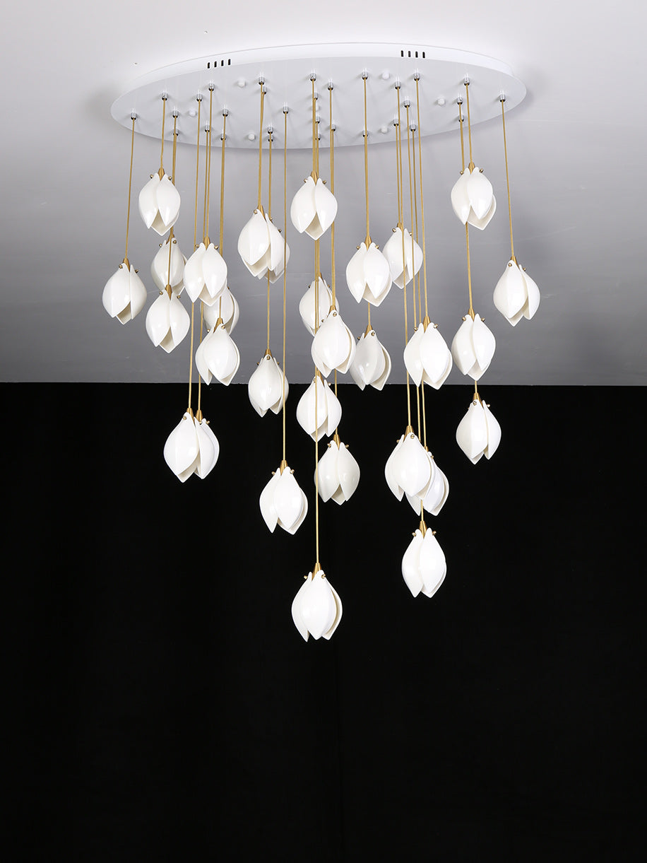 Galiel Suspension Lampe Céramique Florale Blanche