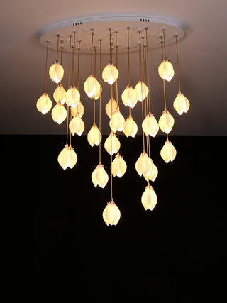 Lustra Suspension Lampe Céramique Florale Blanche