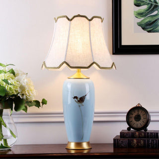 Sparrow Oriental Ceramic Desk Lamp-Neutral Decor