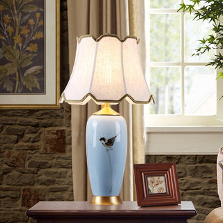 Sparrow Oriental Ceramic Desk Lamp-Neutral Decor