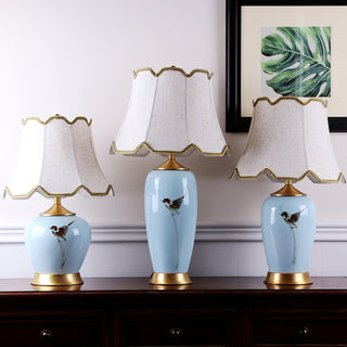 Sparrow Oriental Ceramic Desk Lamp-Neutral Decor
