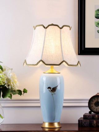 Sparrow Oriental Ceramic Desk Lamp-Neutral Decor