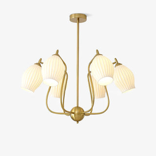 Lustra Lustre en Céramique Canneleur Sculptural en Verre Élégant