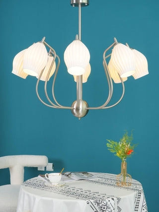 Lustra Lustre en Céramique Canneleur Sculptural en Verre Élégant