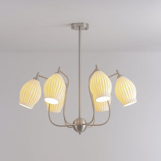Lustra Lustre en Céramique Canneleur Sculptural en Verre Élégant